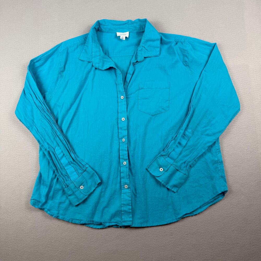 Sigrid Olsen Turquoise Cotton Button Shirt L